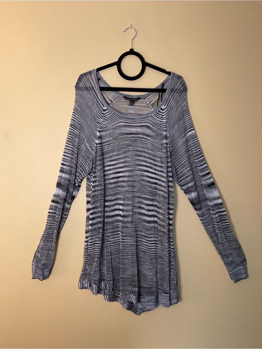 Rock & Republic Gray & Black Striped Mesh Long-Sleeve Tunic